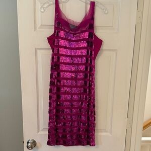 Theia Fuchsia Sequin Dress